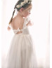 Ivory Lace Tulle Open Back Flower Girl Dress